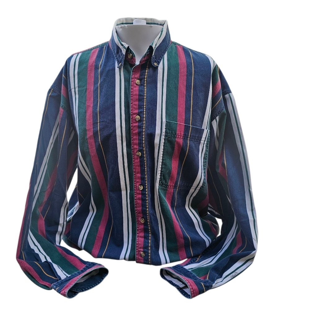 GFC Trading Company Vintage Striped Button-Down Shirt Size XL‎